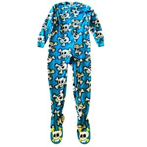Circo Blue & white Skull Print Kids sleepwear/footie pajamas